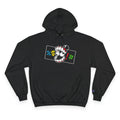 Champion Hoodie — Cartoon Teeth Graphic Hoodie with Colorful Symbols