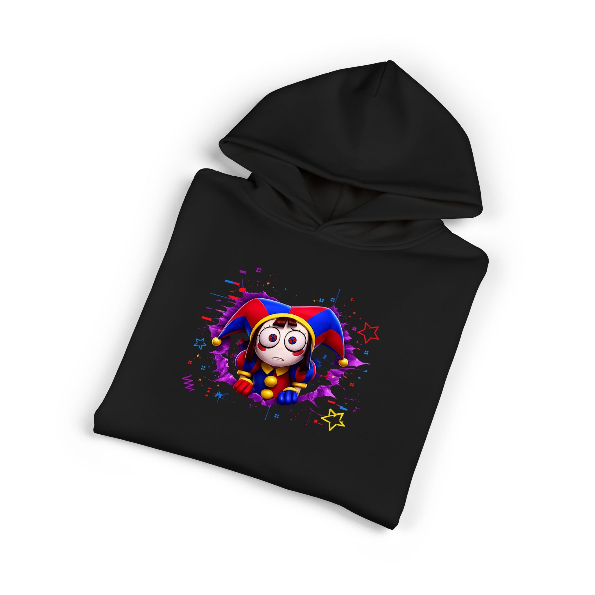 The Digital Circus Hoodie — Colorful Jester Character Pullover