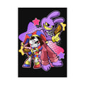 Colorful Cartoon Duo Poster — Playful Jester & Mischievous Bunny Wall Art